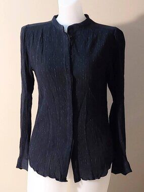 Isabel Marant Black Silk-blend Metallic Thread Button-up L/S Shirt Size: US 6*